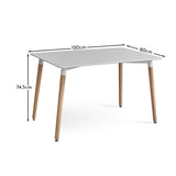 Finn White Dining Table - 6 Seater - Beech Legs