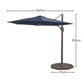 Fira Dark Blue LED Parasol - 2.5m Square Cantilever - Laura James