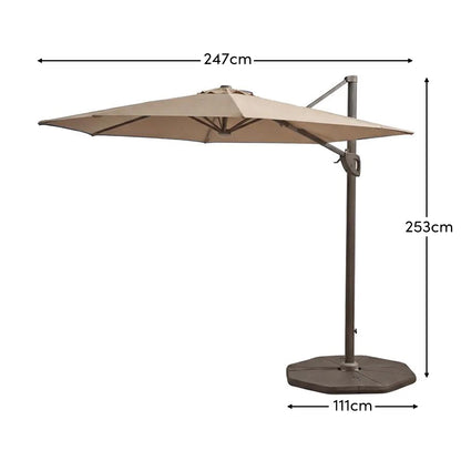 Fira Cappuccino LED Parasol - 2.5m Square Cantilever - Laura James