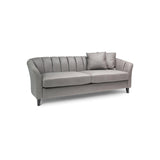 Florence Steel Grey Vegan Leather 4 Seater Sofa with Dark Oak Legs - Laura James