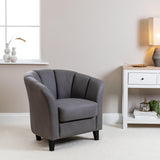 Florence Steel Grey Vegan Leather Armchair with Black Legs - Laura James
