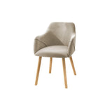 Olivia 160-240cm Pale Oak Dining Table Set - 6 Seater - Freya Sand Dining Armchairs - Pale Oak Legs