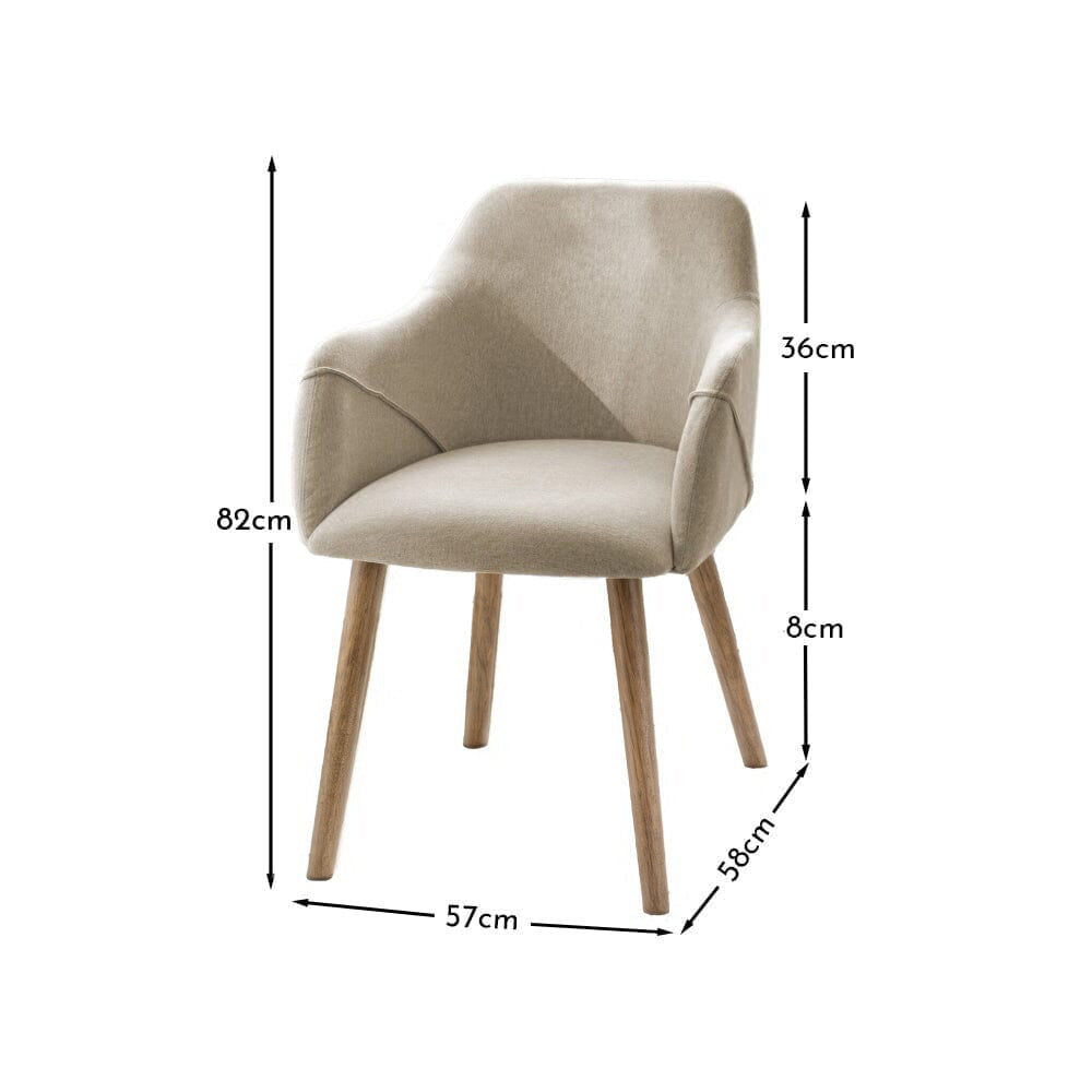 Freya Sand Armchair - Set of 2 - Almond Brown Legs