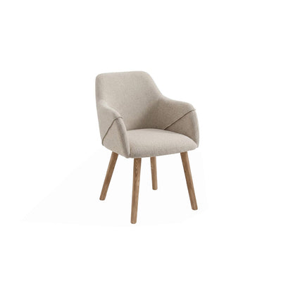Freya Light Beige Armchair - Set of 2 - Almond Brown Legs