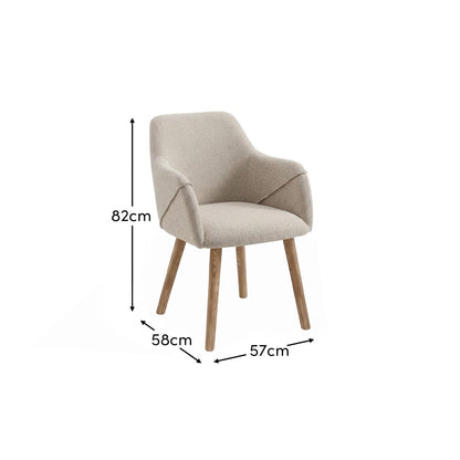 Freya Light Beige Armchair - Set of 2 - Almond Brown Legs