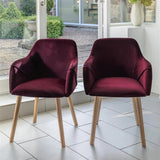 Freya Burgundy Red Armchairs - Set of 2 - Whitewash Legs - Laura James