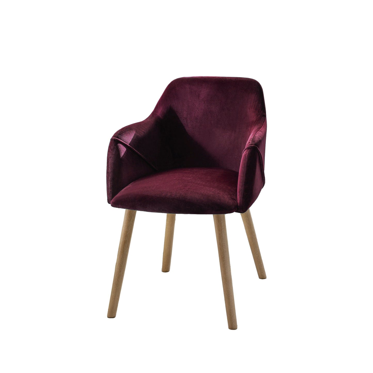 Freya Burgundy Red Dining Armchairs - Set of 2 - Chalked Mango Wood Legs