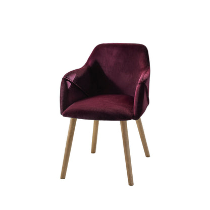 Freya Burgundy Red Dining Armchairs - Set of 2 - Chalked Mango Wood Legs