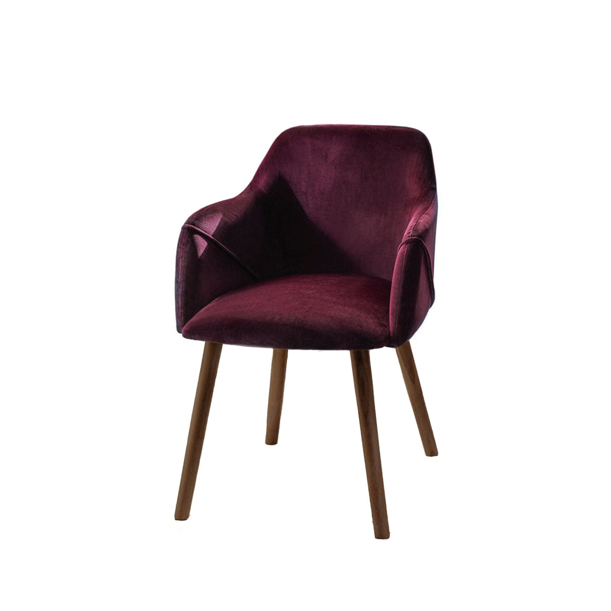 Freya Burgundy Red Armchair - Set of 2 - Coffee Brown Mango Wood Legs - Laura James 