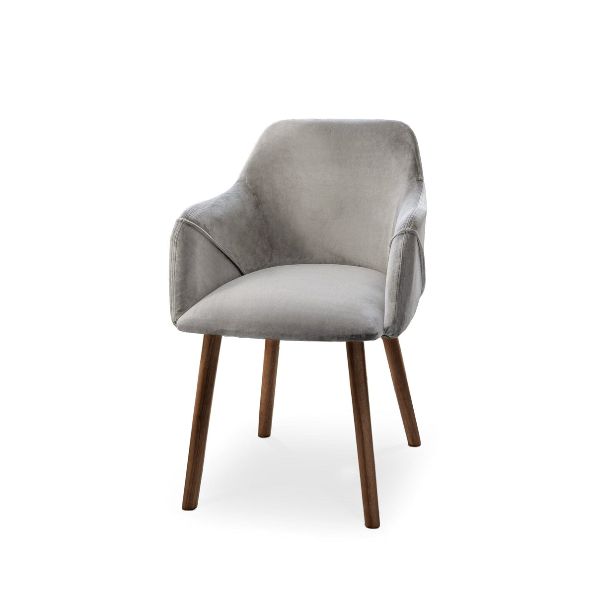 Freya Mist Grey Armchair - Set of 2 - Coffee Brown Mango Wood Legs - Laura James 