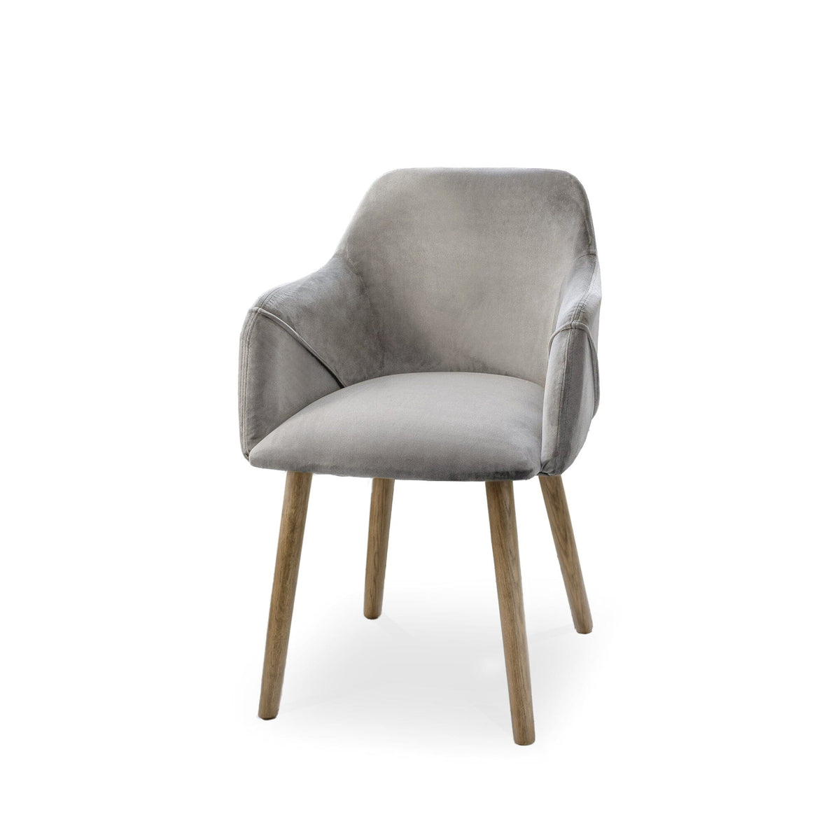 Freya Mist Grey Armchair - Set of 2 - Almond Brown Legs
