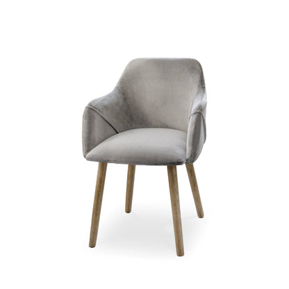 Freya Mist Grey Armchair - Set of 2 - Almond Brown Legs