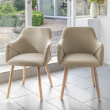 Freya armchairs - set of 2 - oatmeal and pale oak