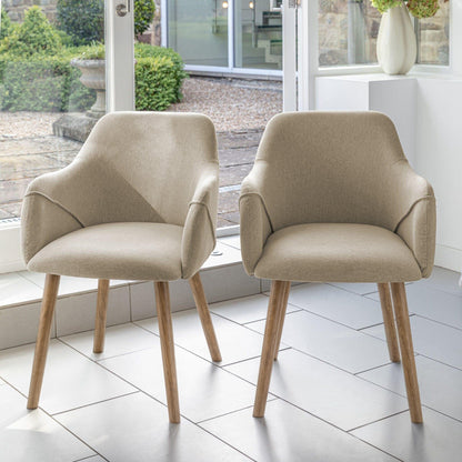Freya Sand Armchair - Set of 2 - Almond Brown Legs