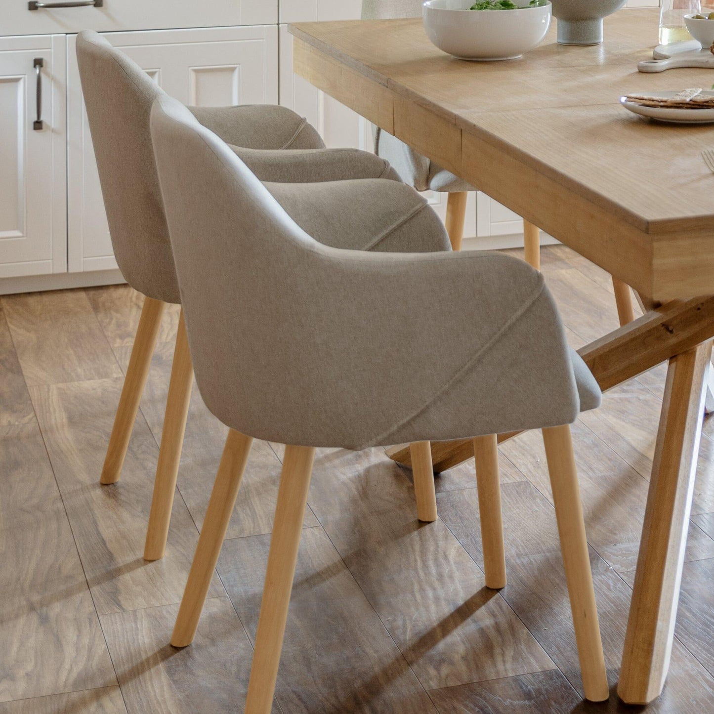 Freya Sand Armchairs - Set of 2 - Pale Oak Legs