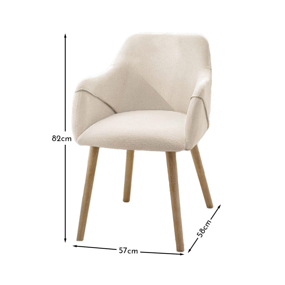 Freya Light Beige Dining Armchairs - Set of 2 - Chalked Mangowood Legs - Laura James 