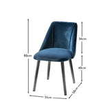 Freya Blue Velvet Dining Chairs - Set of 2 - Black Oak Legs