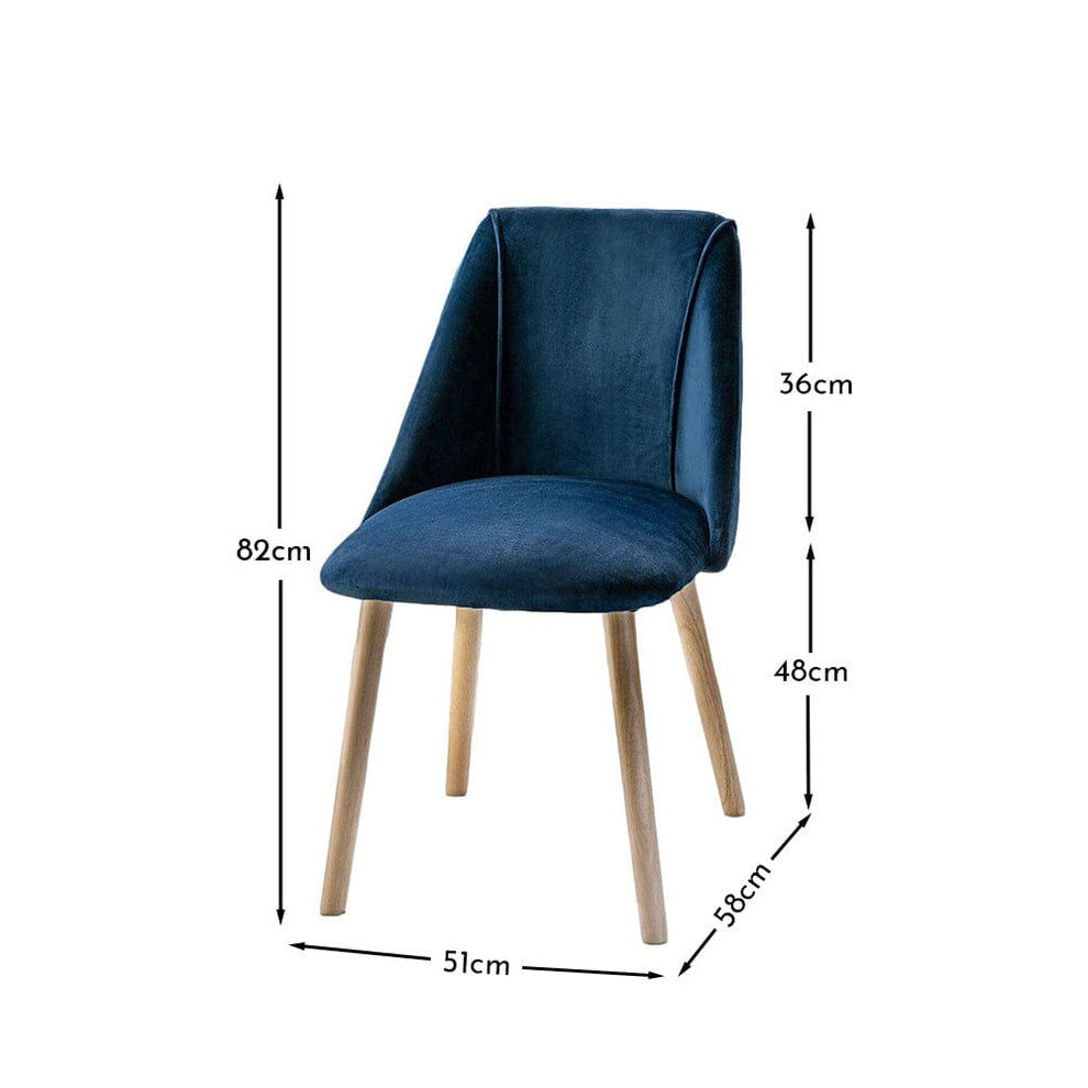 Freya Blue Dining Chairs with Whitewash Oak Legs - Laura James