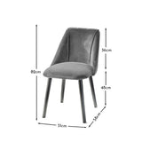 Freya Grey Velvet Dining Chairs - Set of 2 - Black Oak Legs