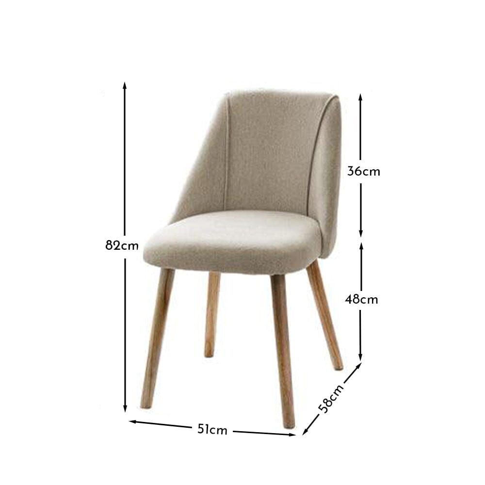 Freya Oatmeal Dining Chairs with Whitewash Oak Wood Legs - Laura James
