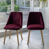 Freya Burgundy Red Dining Chairs - Set of 2 - Chalked Mango Wood Legs - Laura James 