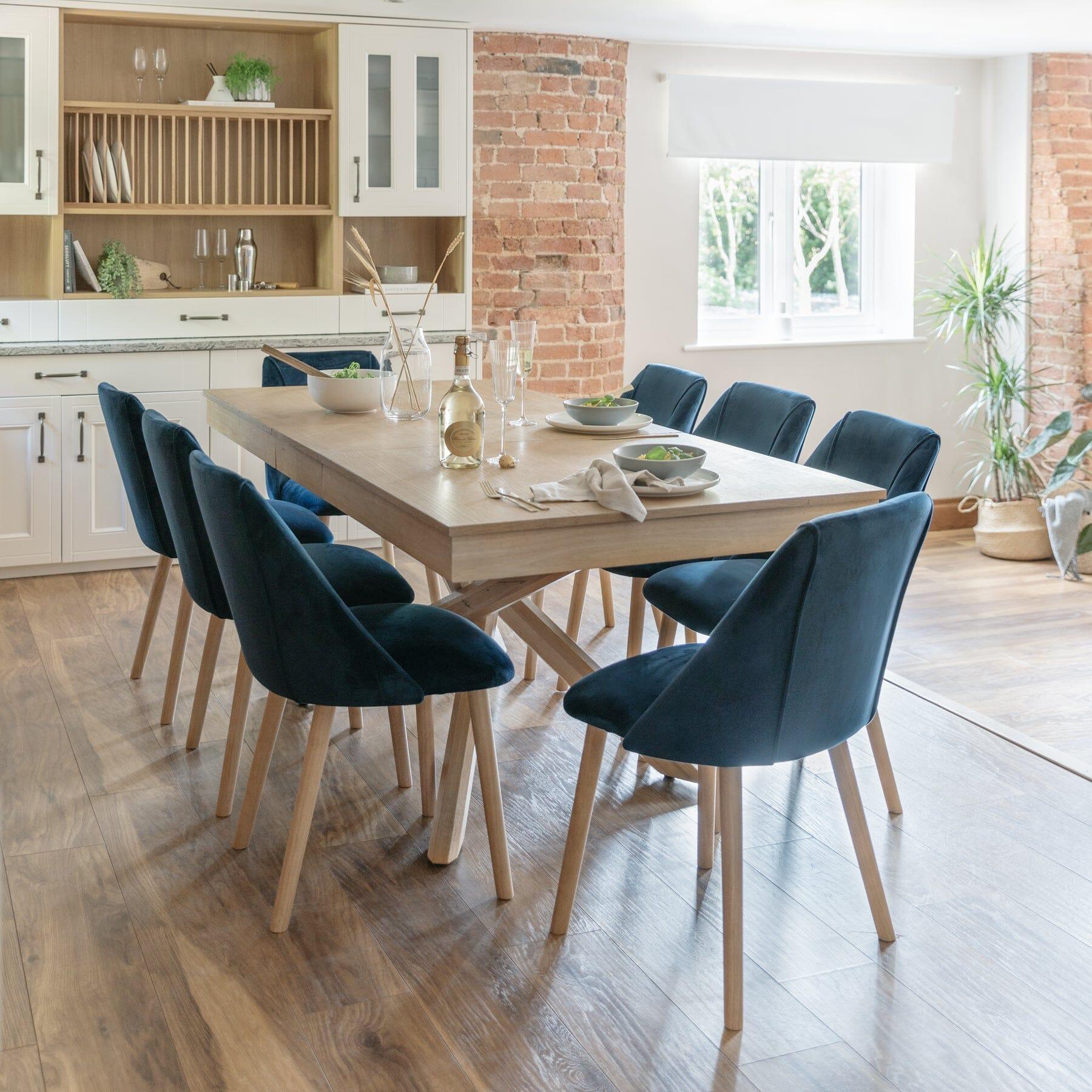 Freya Blue Dining Chairs with Whitewash Oak Legs - Laura James