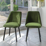 Freya Fern Green Dining Chairs - Set of 2 - Black Oak Legs