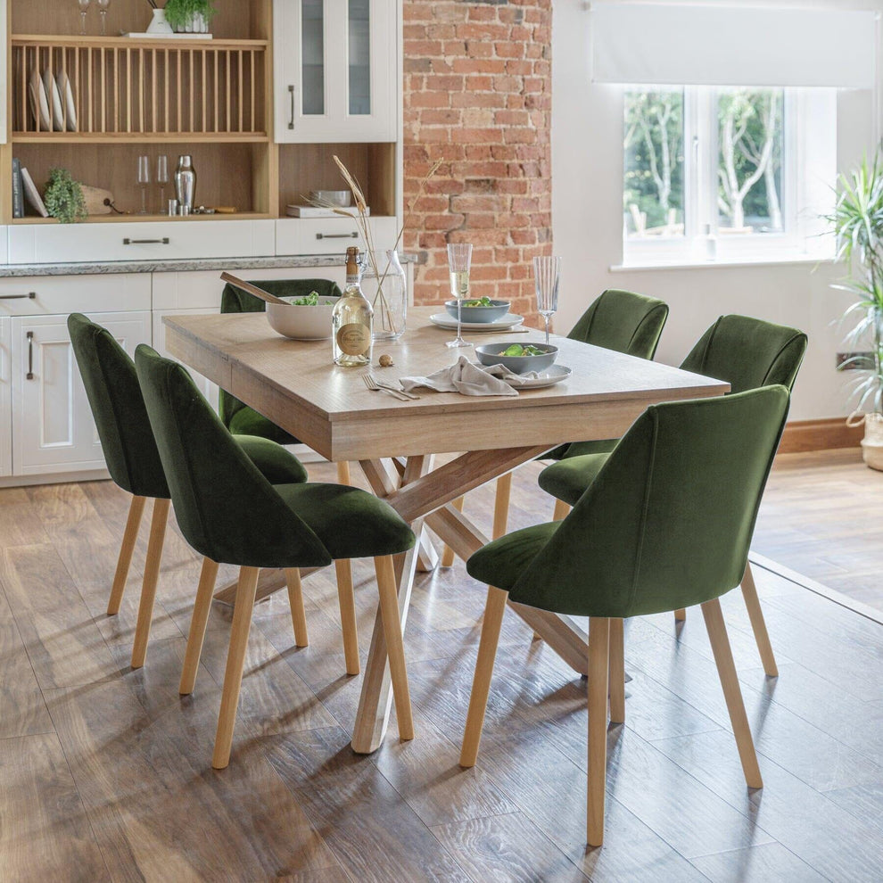 Freya Fern Green Velvet Dining Chairs Set of 2 | Laura James