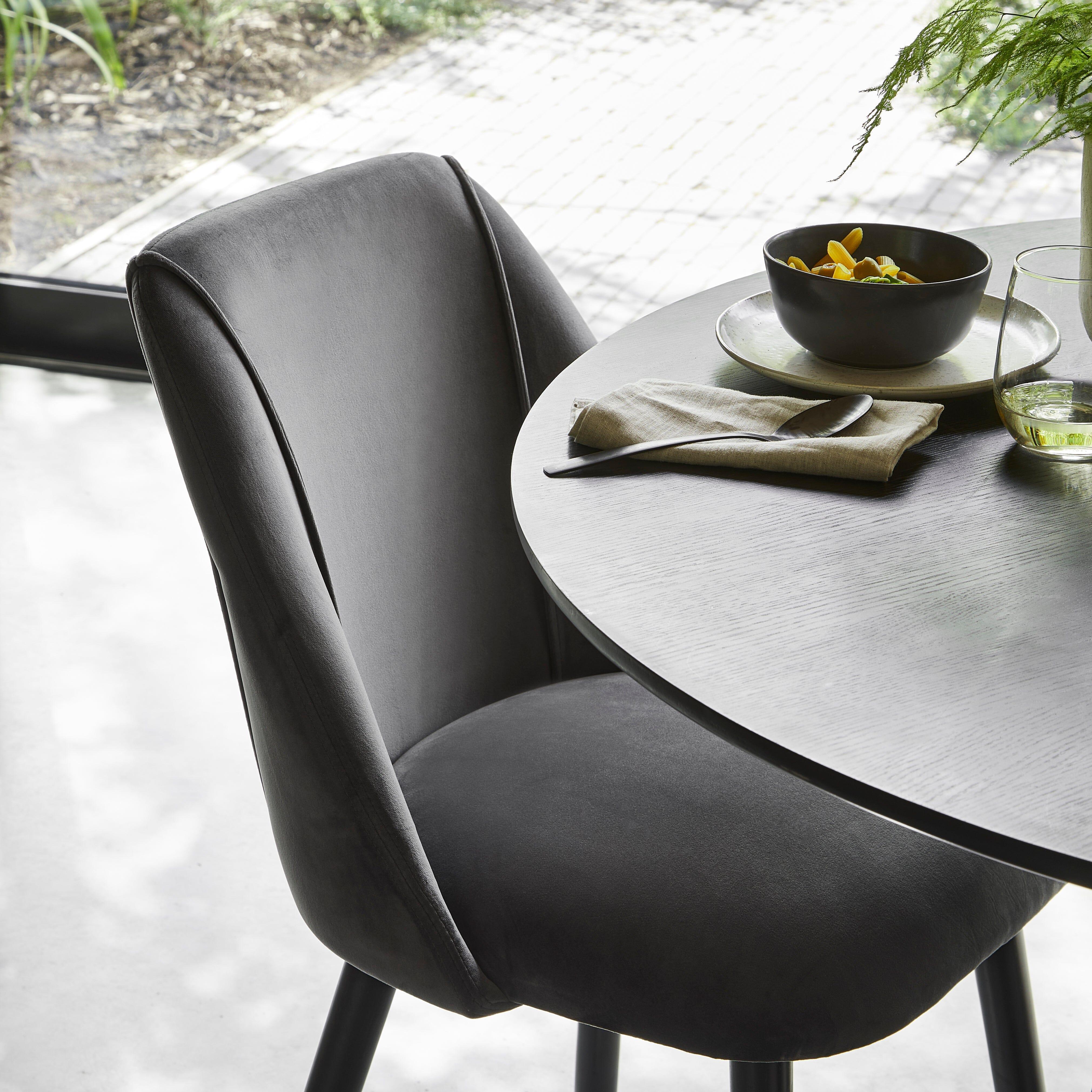 Freya Grey Dining Chairs with Black Legs - Laura James