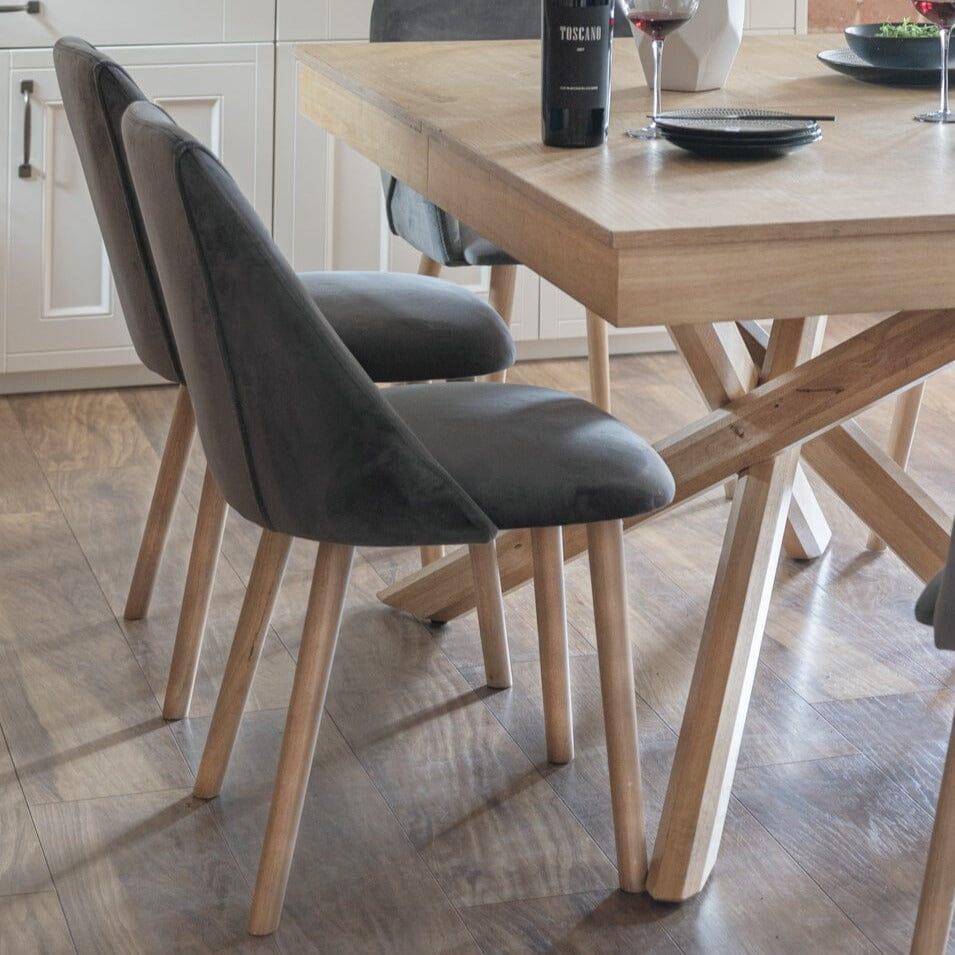 Freya dining chairs - set of 2 - grey velvet and pale oak - Laura James
