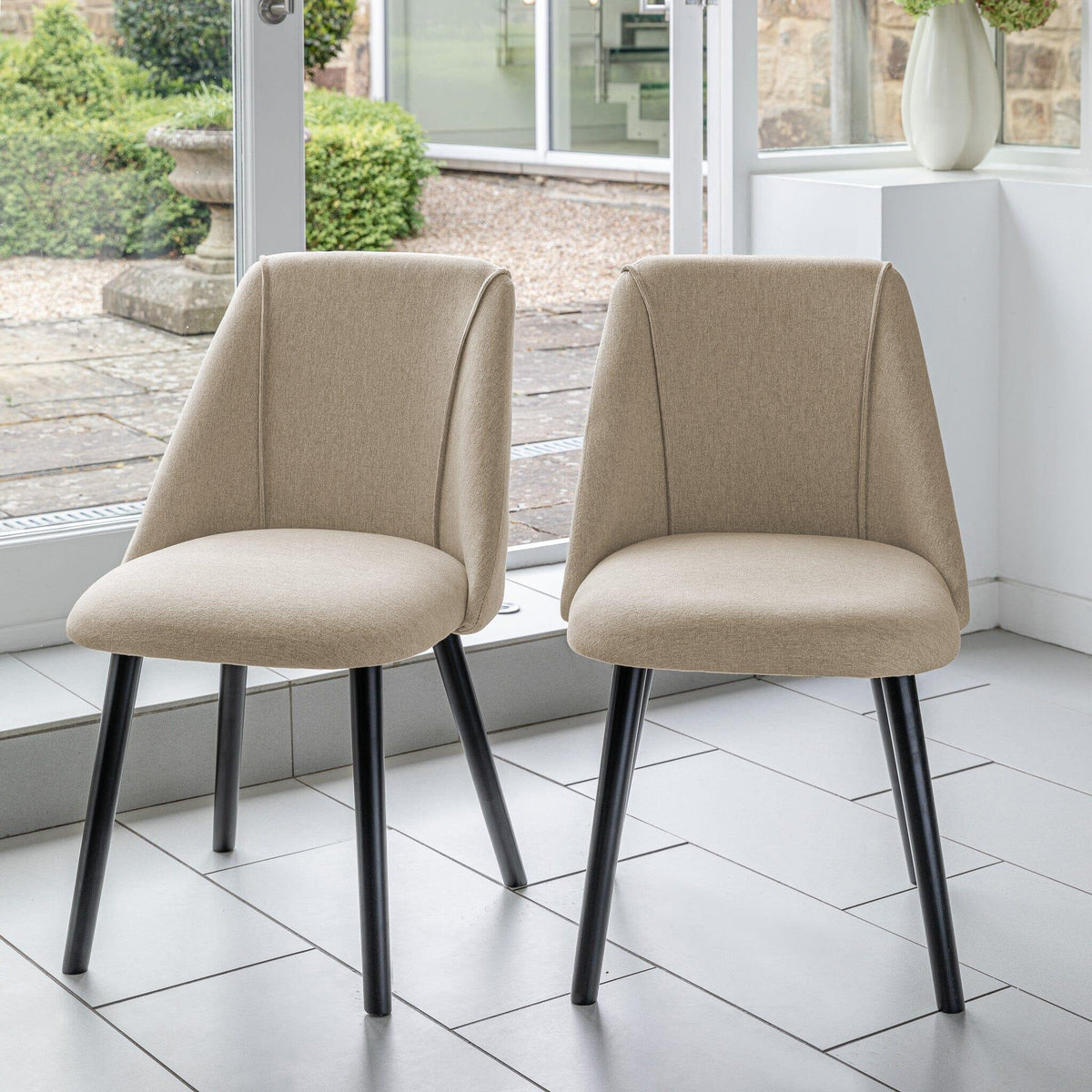 Freya Oatmeal Dining Chairs with Black Legs - Laura James