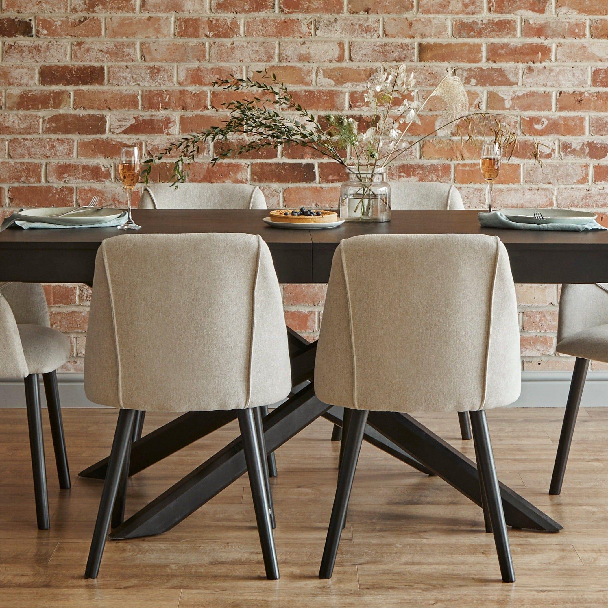 Freya Oatmeal Dining Chairs with Black Legs - Laura James