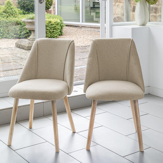Freya dining chairs - set of 2 - oatmeal and pale oak