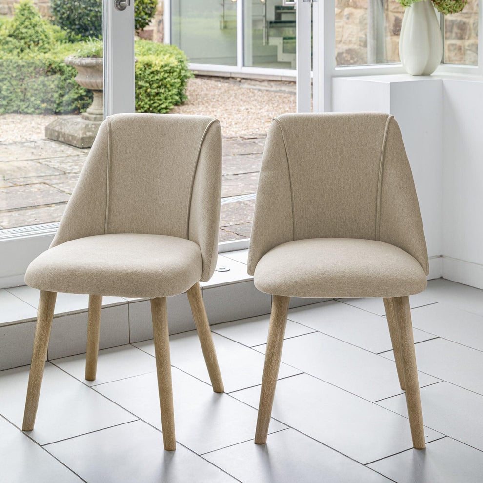 Freya Sand Dining Chairs - Set of 2 - Chalked Mangowood Legs – Laura James