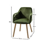 Freya Fern Green Dining Armchairs - Set of 2 - Chalked Mango Wood Legs - Laura James