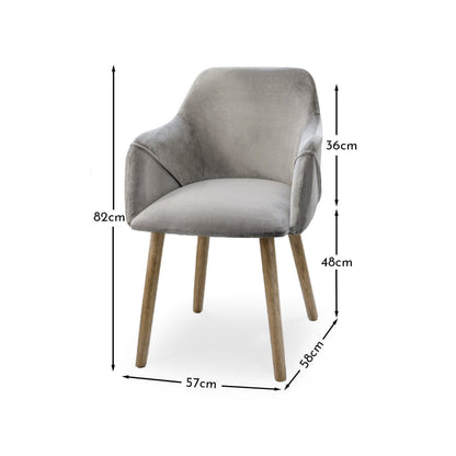 Freya Mist Grey Armchair - Set of 2 - Almond Brown Legs