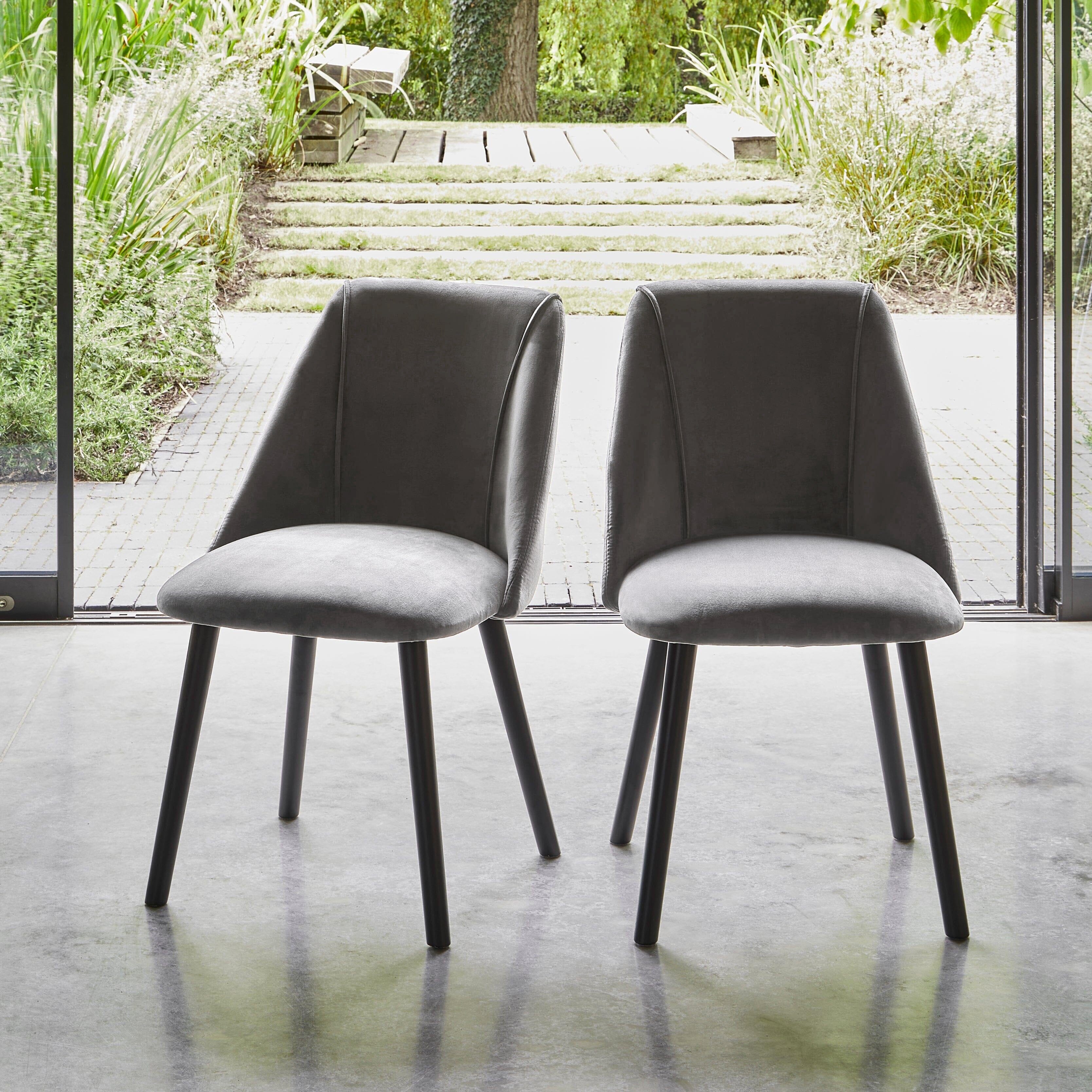 Willow Wooden Round Dining Set with Grey Dining Chairs - Laura James