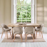 Nevaeh Chalked Mango Wood Dining Table Set - 6 Seater - Marilyn Soft Beige Dining Chairs - Chalked Mango Wood Legs - Laura James 