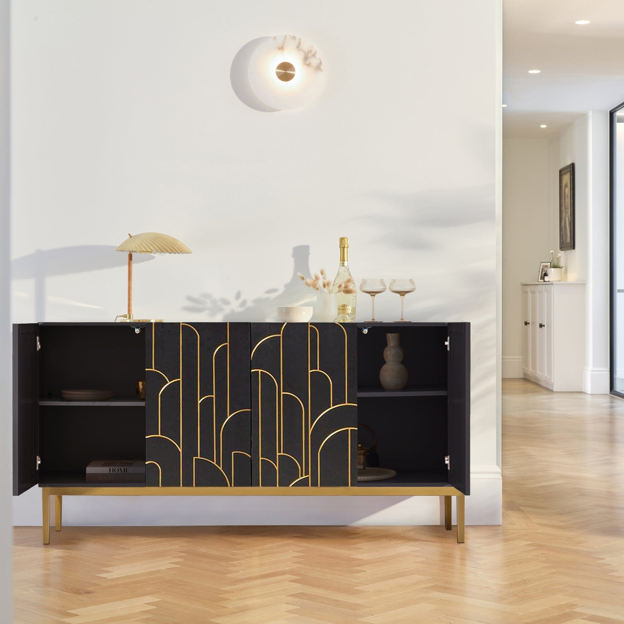 Gatsby Noir Black 4 Door Sideboard – Laura James