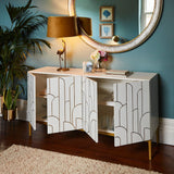 Gatsby White 4 Door Sideboard with Gold Detailing - Laura James
