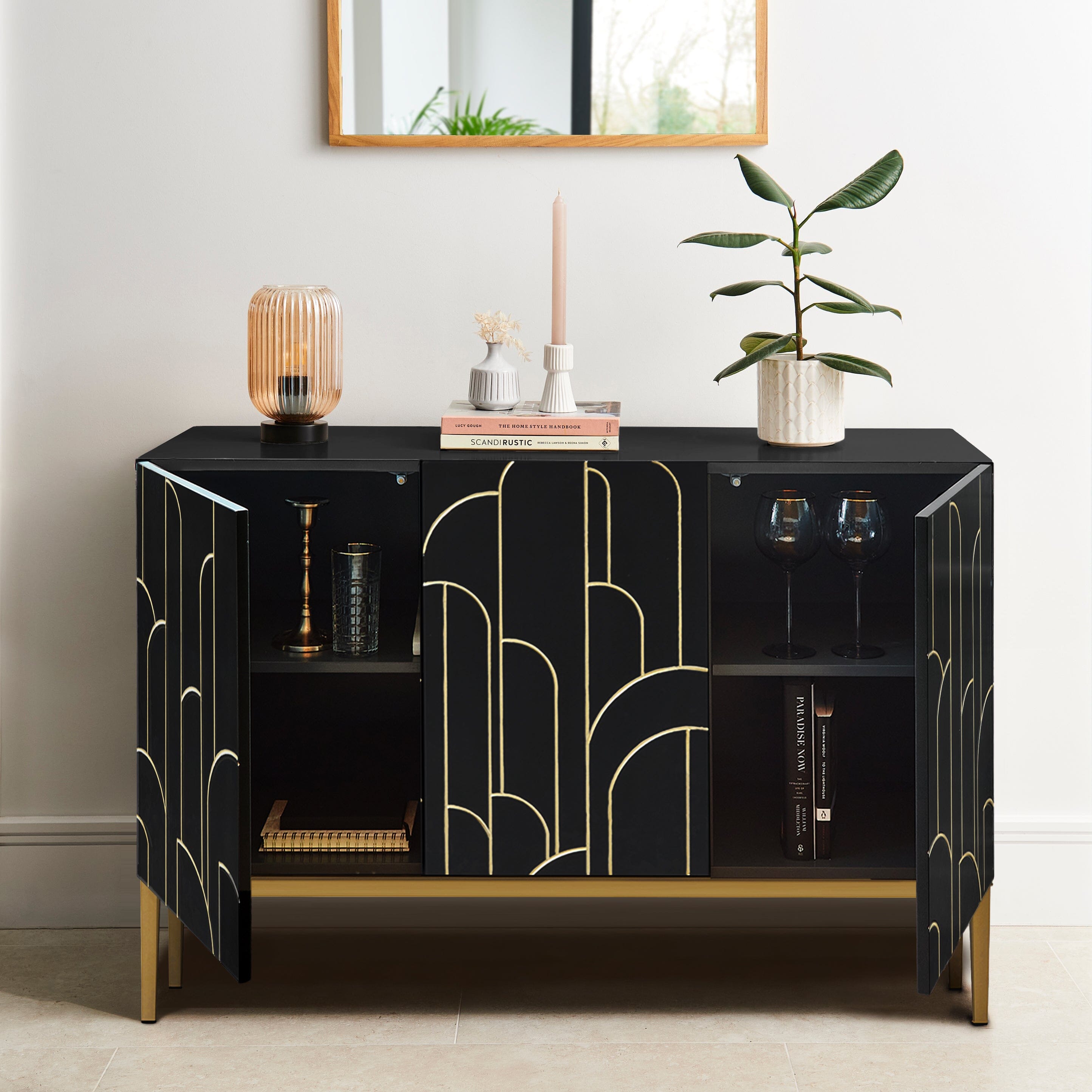 Gatsby Black and Gold 3 Door Sideboard – Laura James