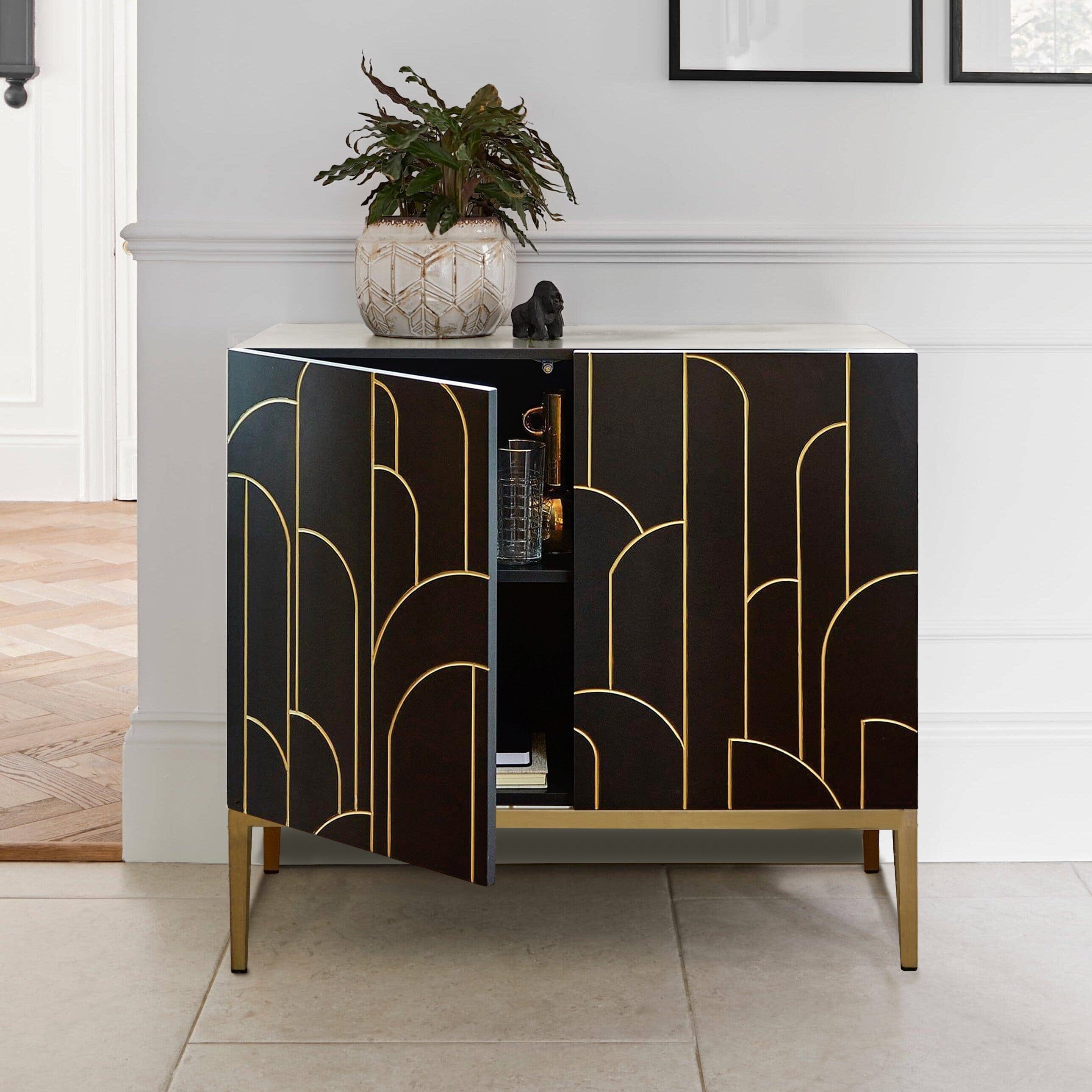 Gatsby Black and Gold 2 Door Sideboard – Laura James