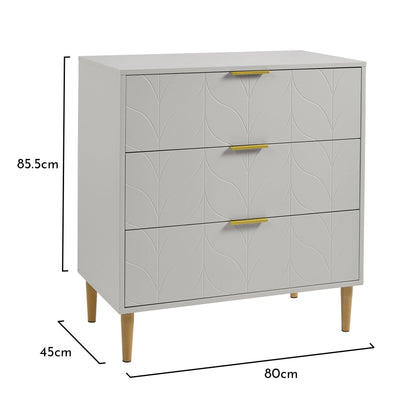 Gloria chest of drawers - grey & brass effect