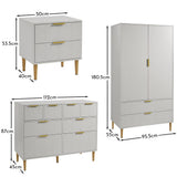 Gloria 4 Piece Bedroom Furniture Set - 4 Over 4 Chest of Drawers - Grey