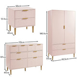 Gloria 4 piece bedroom furniture set - 4 over 4 chest of drawers - pale pink - Laura James