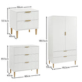 Gloria 3 Piece Bedroom Furniture Set - 3 Drawer Chest of Drawers - White