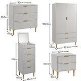 Gloria wardrobe and drawers set -3 drawer chest of drawers - grey - Laura James