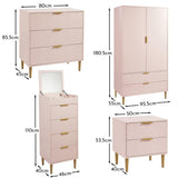 Gloria wardrobe and drawers set -3 drawer chest of drawers - pink - Laura James