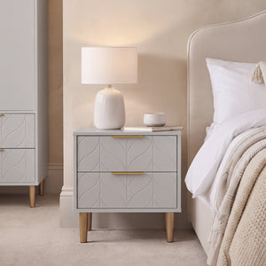 Gloria Bedside Table - Grey & Brass Effect