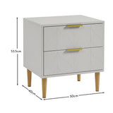 Gloria Bedside Tables - Set of 2 - Grey & Brass Effect